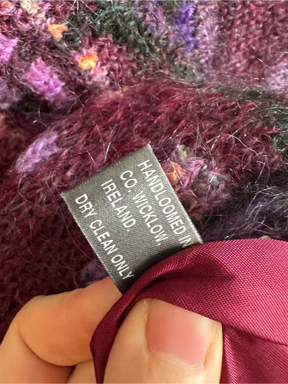 Vintage Blarney Purple Mohair Wool Floral Knit Button Cardigan Coat Medium - Picture 5 of 11